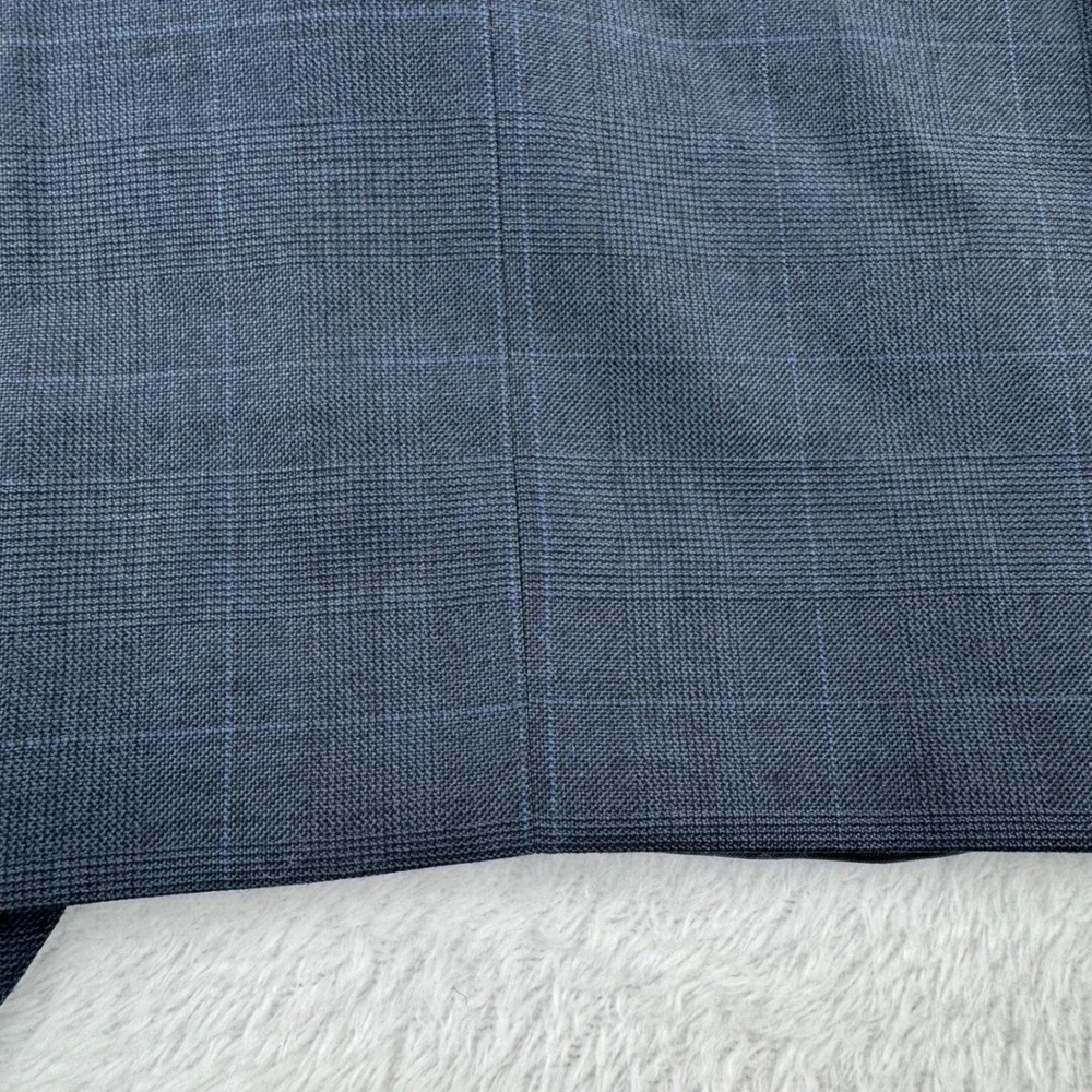 Peter Millar Blazer Mens 40R Navy Blue Wool Windowpane Check Sport Coat 2 Button